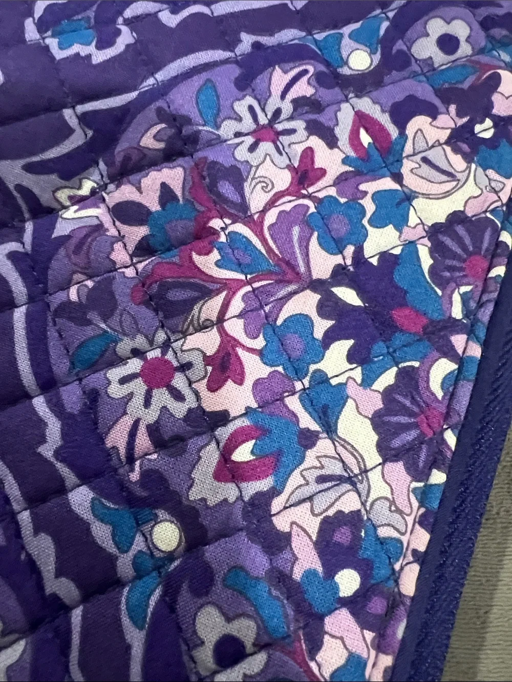 Vera Bradley Purple Floral Quilted tablet Sleeve with Blue Accents